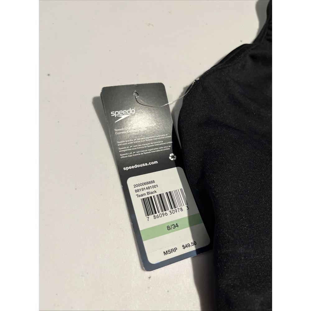 Speedo Team Black One Piece Swimsuit Women 8/34 - Picture 2 of 4